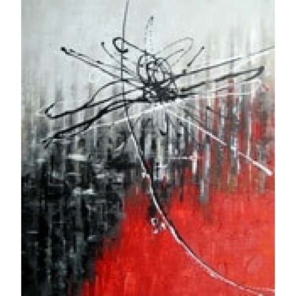 Peinture toile abstraite rouge gris noir IMG 001 54