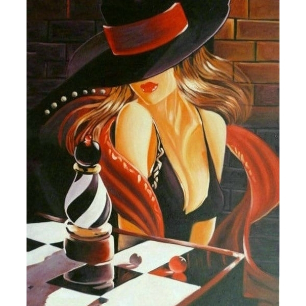 Peinture femme moderne au chapeau IMG 001 55