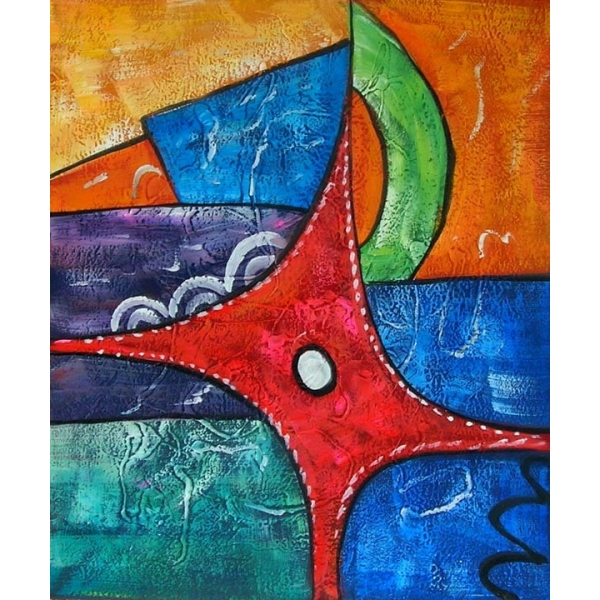 Peinture abstraite orange vert bleu Peinture abstraite orange vert bleu – Image 3