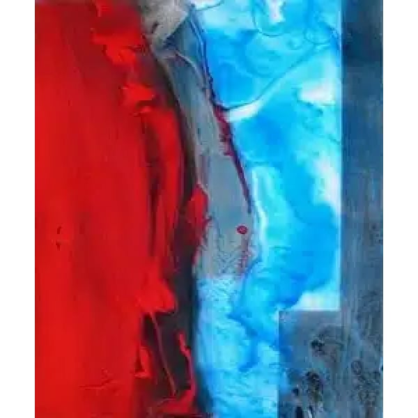 Tableau abstrait rouge bleu ciel IMG 001 65