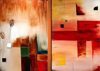 Tableau diptyque abstrait rouge Tableau diptyque abstrait rouge – Image 3