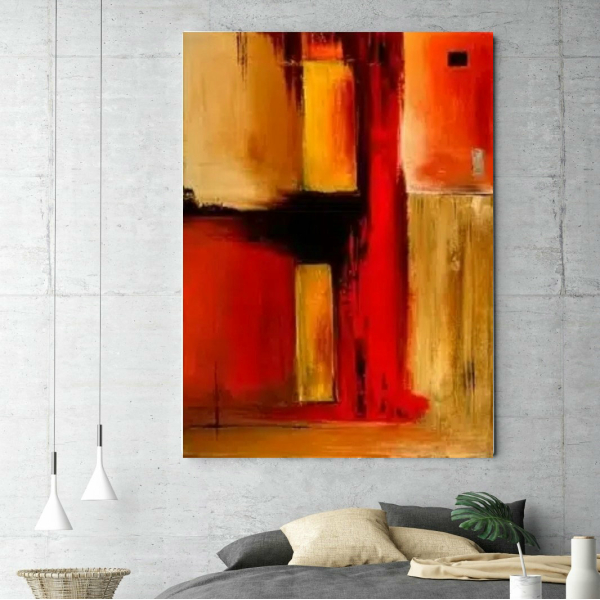 Peinture toile abstraite orange jaune IMG 002 1 11