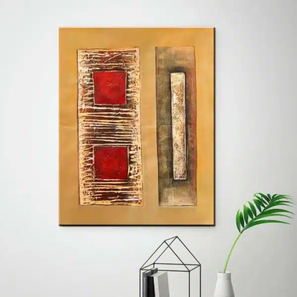 Peinture abstraite rouge beige IMG 002 1 12