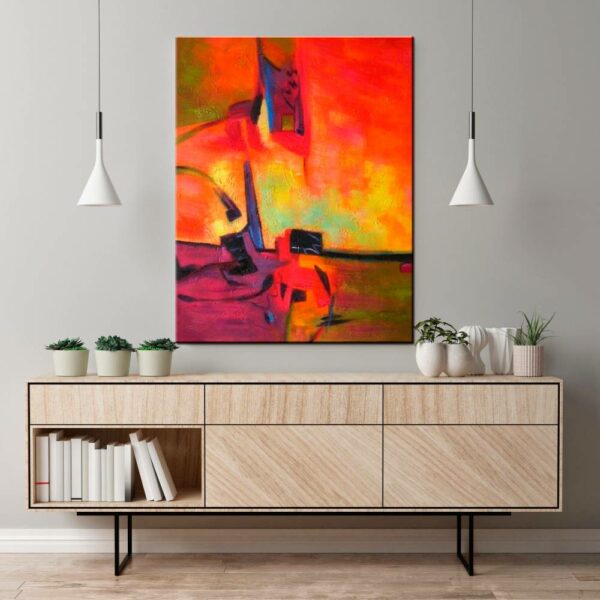 Peinture abstraite orange et mauve IMG 002 145