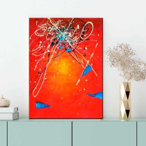 Peinture abstraite moderne rouge et bleue IMG 002 182