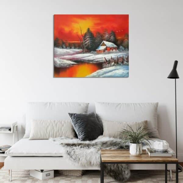 Peinture montagne vallée coucher de soleil IMG 002 20