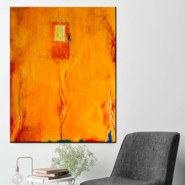 Peinture abstraite toile orange jaune IMG 002 201