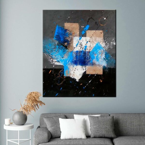 Peinture abstraite moderne gris bleu IMG 002 211