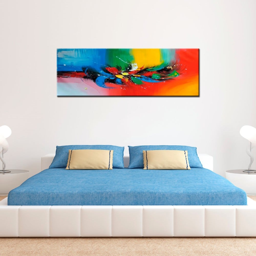 Tableau panoramique orange bleu vert Tableau panoramique orange bleu vert – Image 2