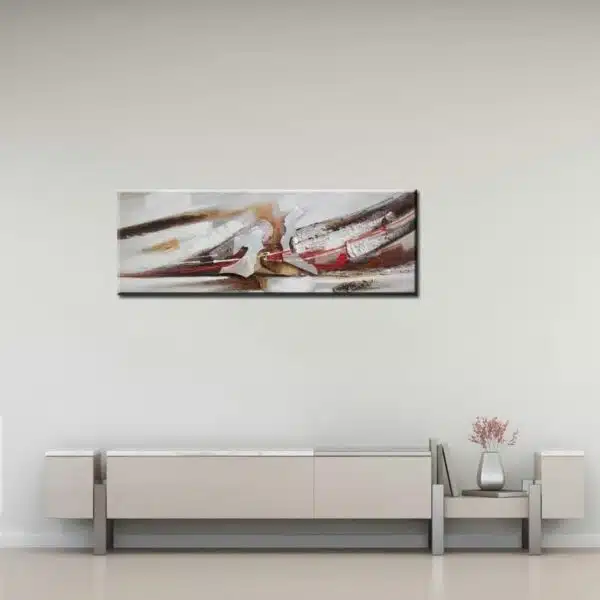 Tableau panoramique abstrait beige saumon blanc IMG 002 241