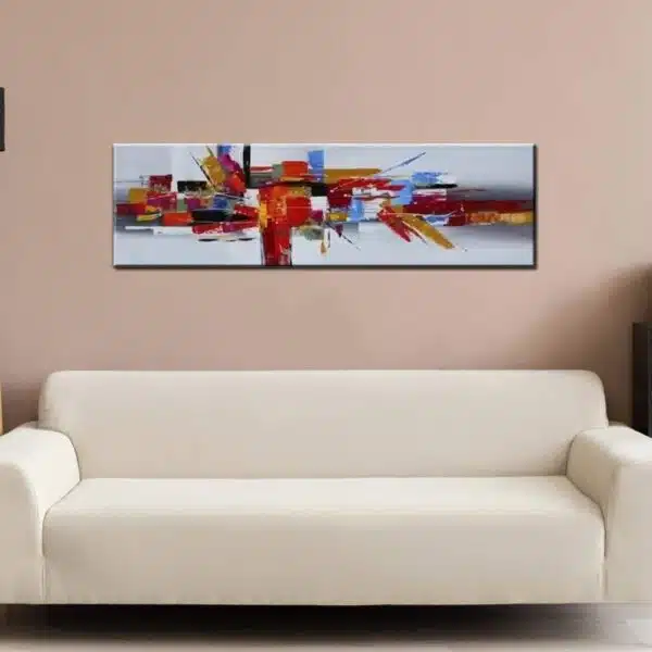 Tableau panoramique abstrait gris clair multicolore IMG 002 248