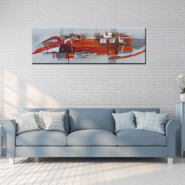 Tableau panoramique gris orange rouge abstrait IMG 002 249