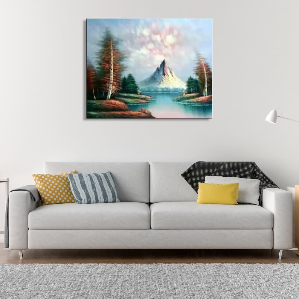 Peinture montagne automne ciel bleu Peinture montagne automne ciel bleu – Image 2