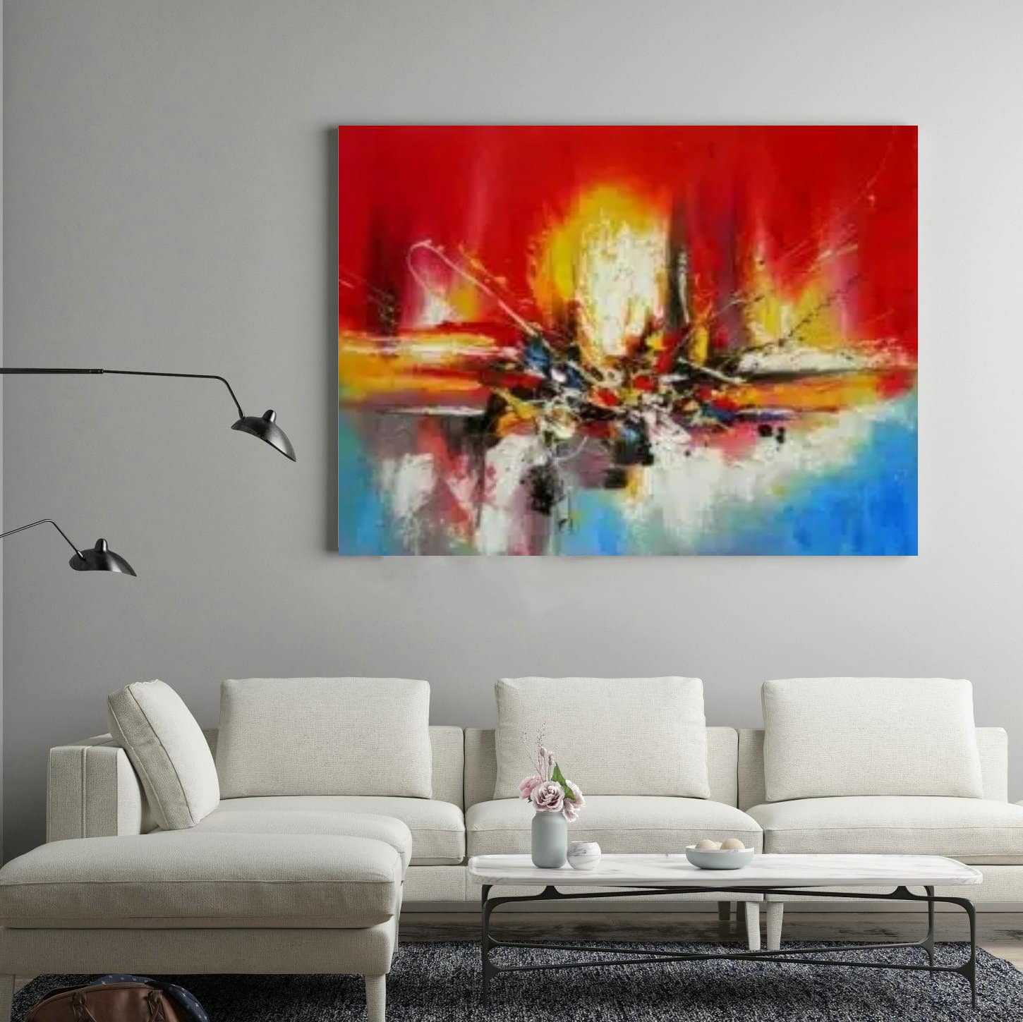 Peinture abstraite rouge jaune bleue Peinture abstraite rouge jaune bleue – Image 2