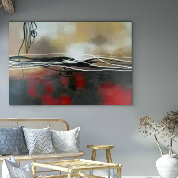 Peinture abstraite rouge noir beige IMG 002 63