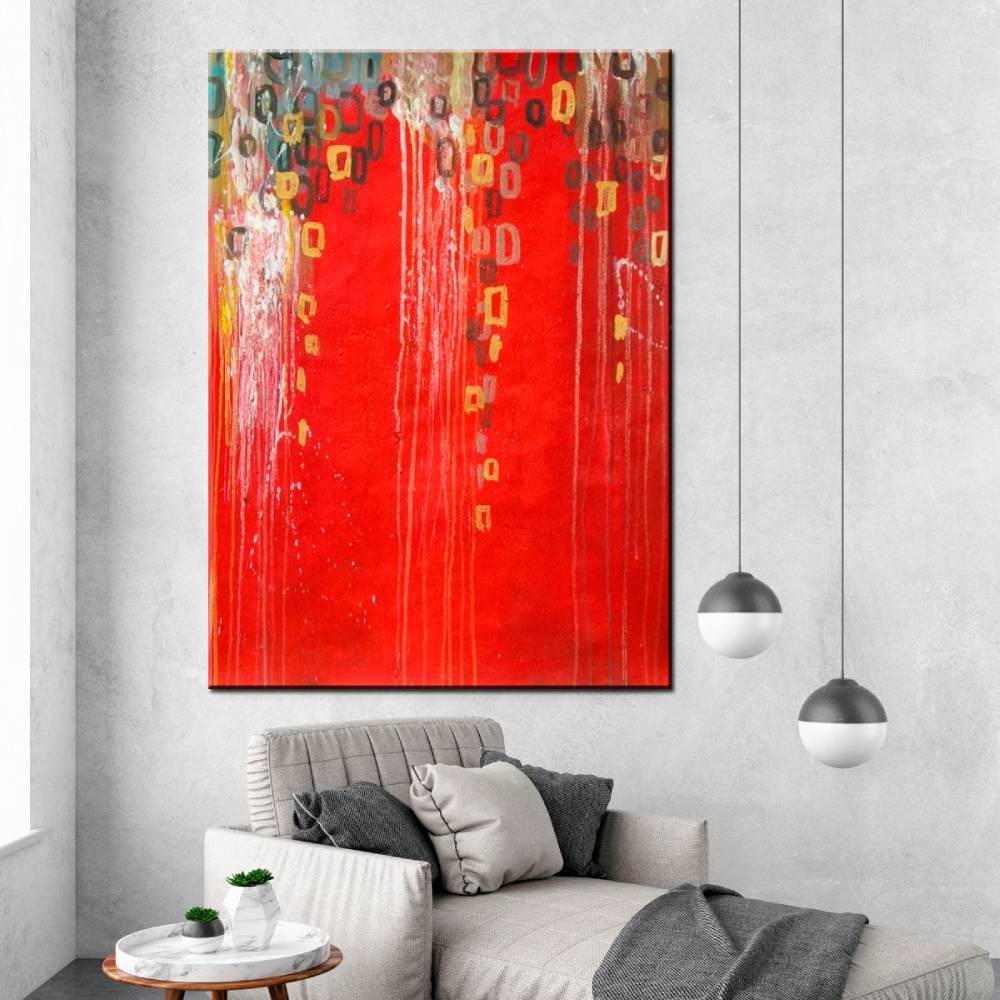 Peinture abstraite rouge et or Peinture abstraite rouge et or – Image 2