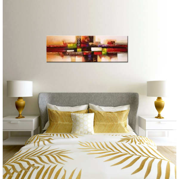 Tableau panoramique dégradé marron peinture abstraite. Bonne qualité, très original, accrochée sur un mur dans une maison