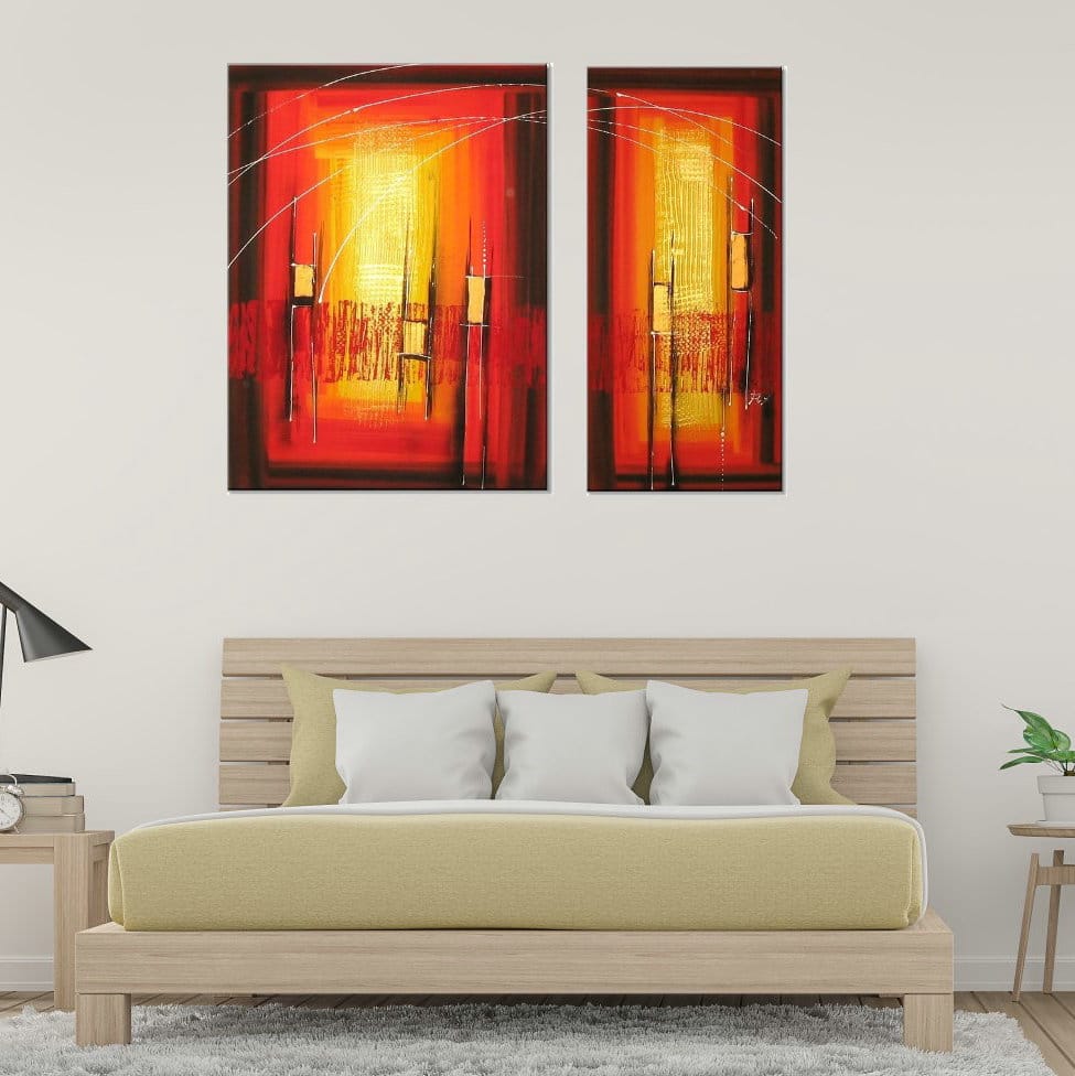 Diptyque contemporain jaune orange rouge Diptyque contemporain jaune orange rouge – Image 2