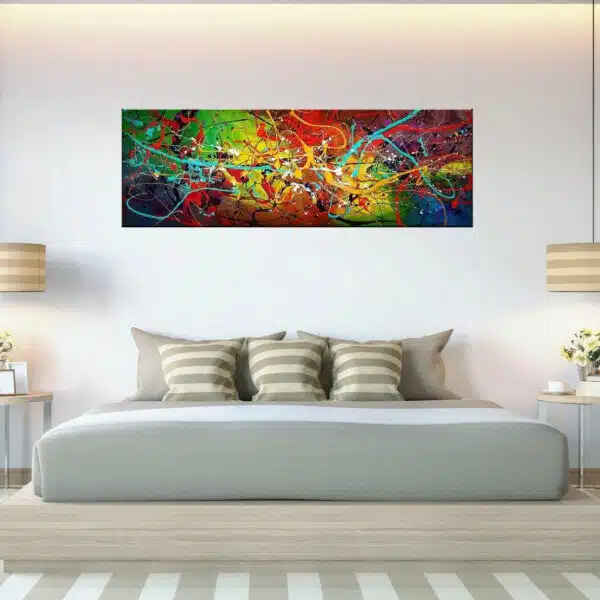 Tableau panoramique multicolore peint sur toile IMG 003 60