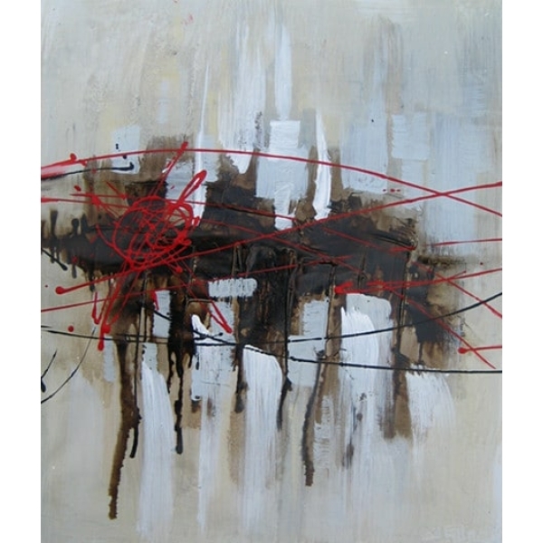 Peinture abstraite gris éclats de rouge IMG 003 95