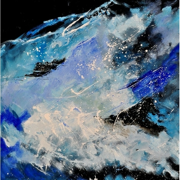 Tableau carré bleu noir abstrait Tableau carré bleu noir abstrait – Image 3