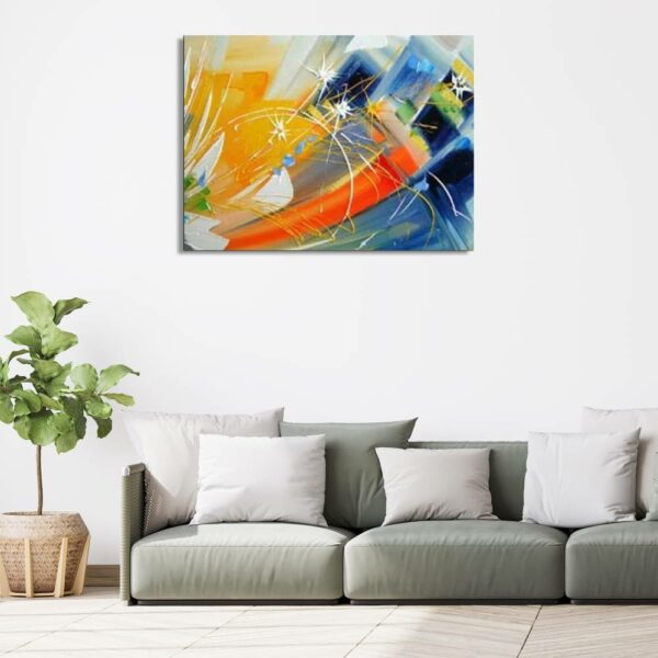 Tableau peinture abstraite orange bleu IMG 0001 26
