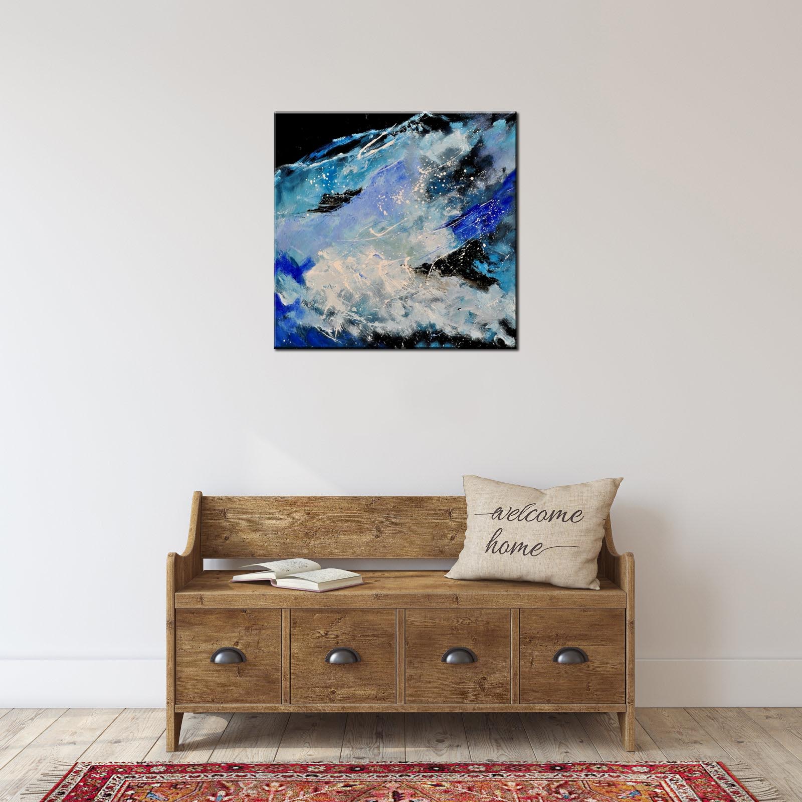 Tableau carré bleu noir abstrait Tableau carré bleu noir abstrait – Image 2