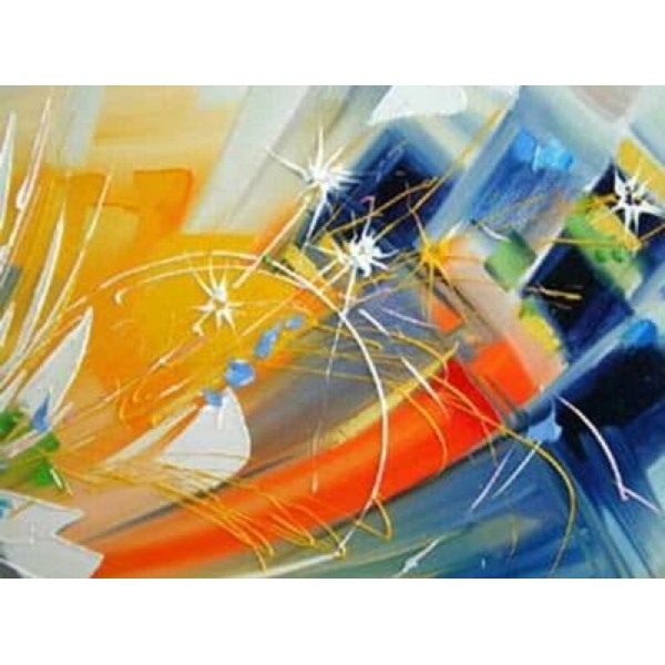 Tableau peinture abstraite orange bleu IMG 0022 8
