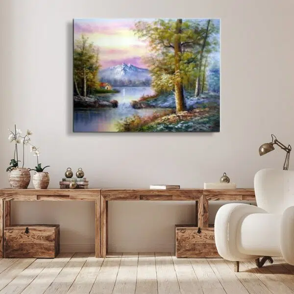Peinture crépuscule lac montagne IMG 0023 5