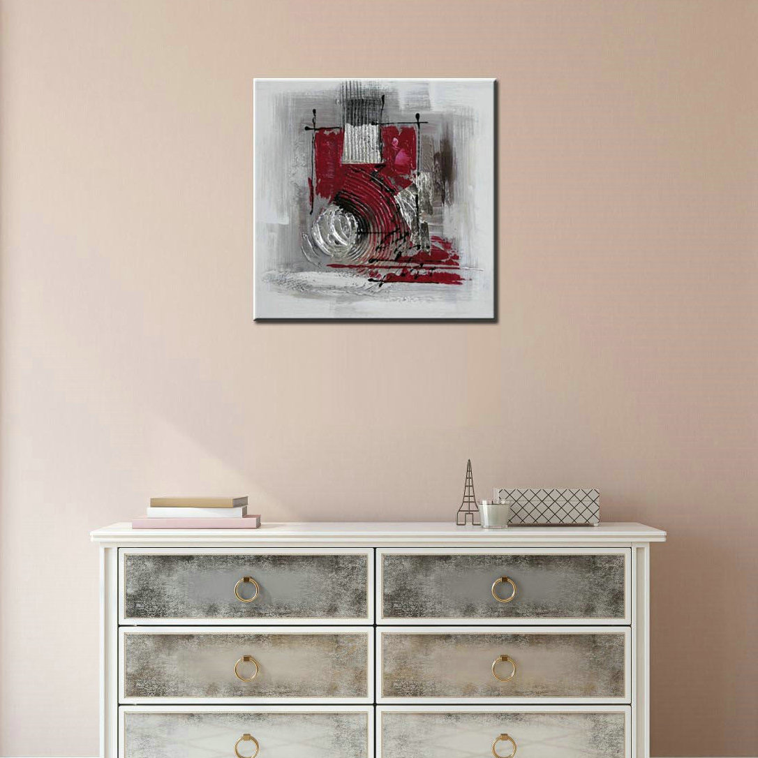 Tableau abstrait lie de vin et gris Tableau abstrait lie de vin et gris, bonne qualité, très original, accrochée sur un mur, au-dessus d'une table dans une maison