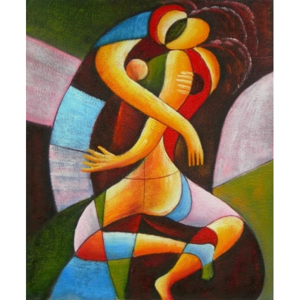 Peinture cubiste couple enlacé IMG 0033 5