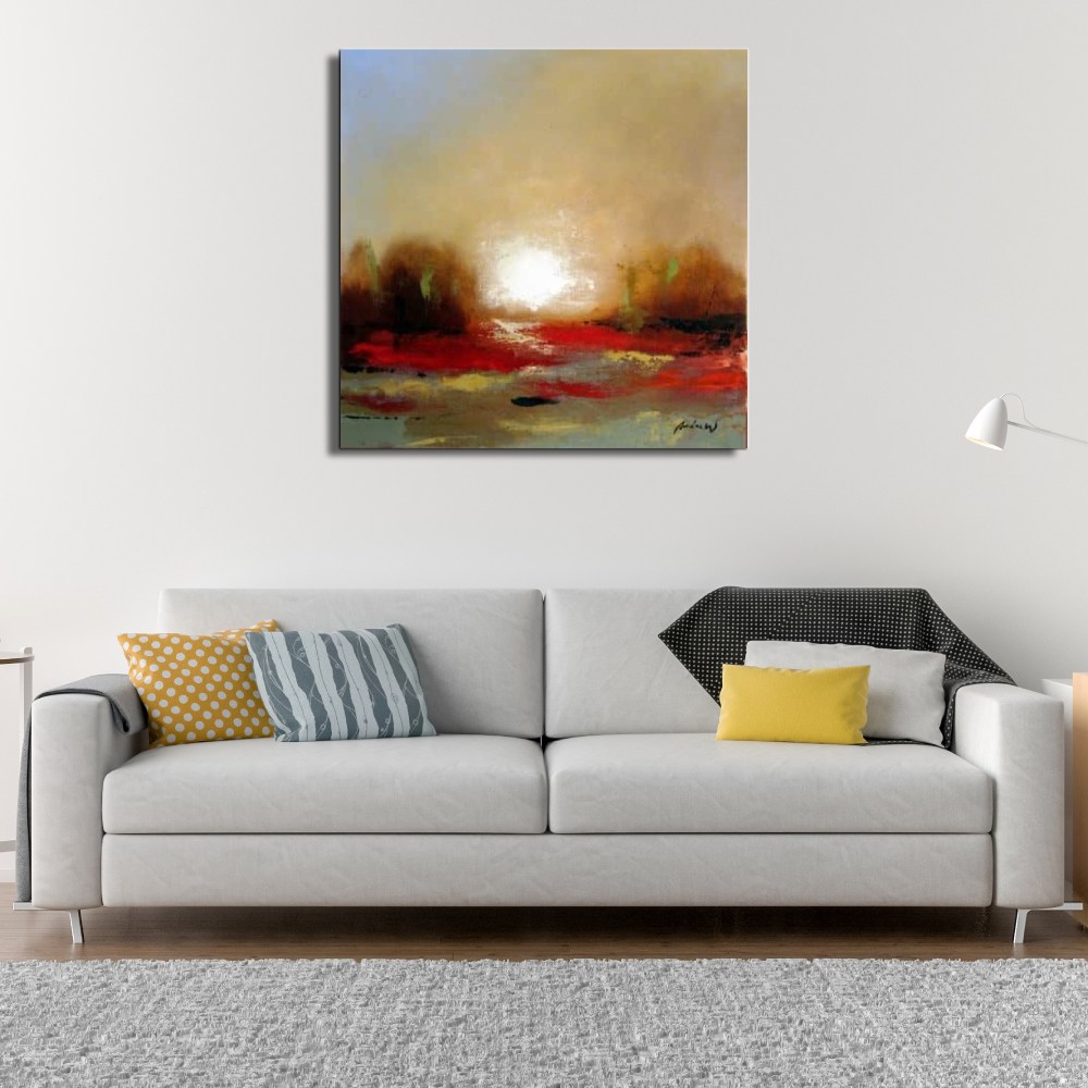 Toile carré beige marron Toile carré beige marron – Image 2