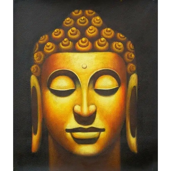 Tableau tête de Bouddha or sur fond noir