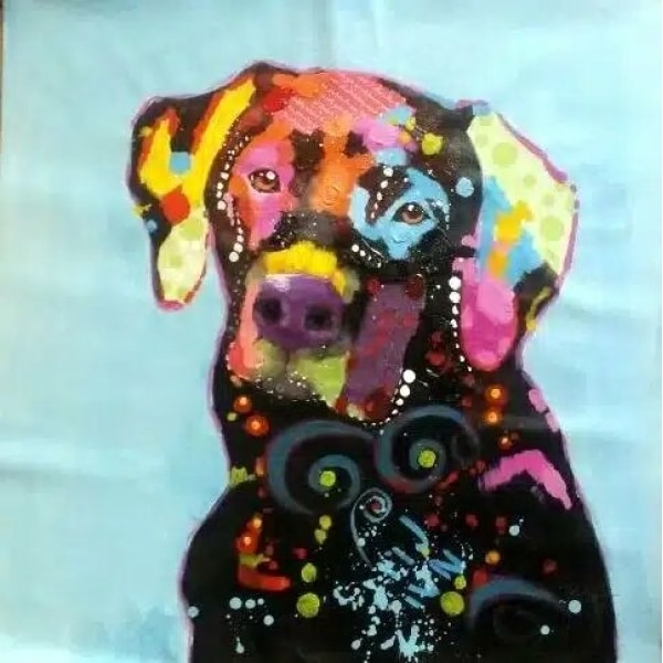 Tableau style pop art d'un chien labrador noir