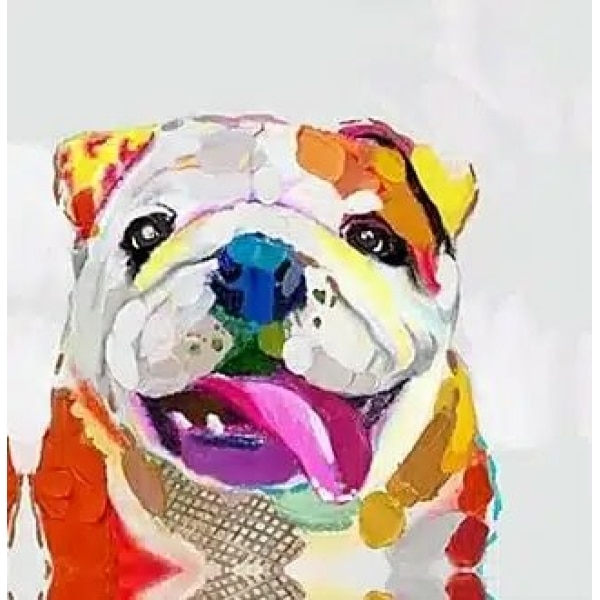 Tableau d'un chien beige aux couleurs vivent