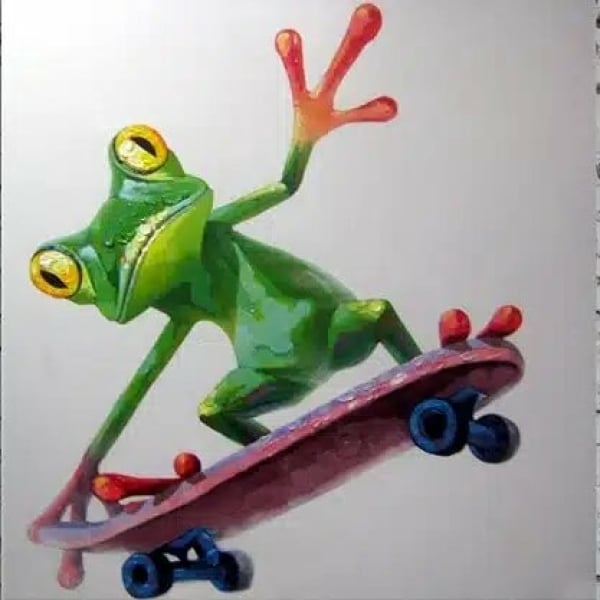 Tableau grenouille en skate board