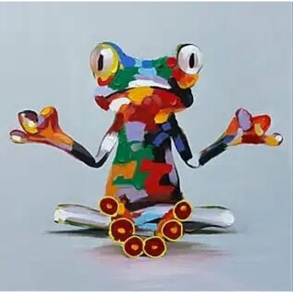 Tableau d'une grenouille style pop art en position zen