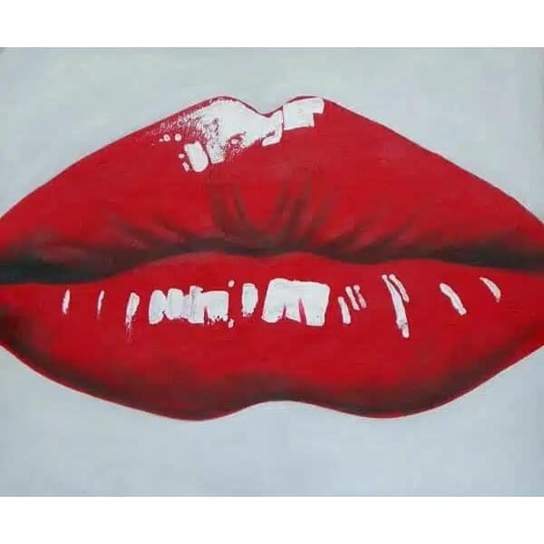 Tableau d'une bouche aux lèvres rouge
