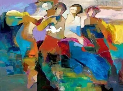 Peinture moderne les musiciens Tableau abstrait de musiciens