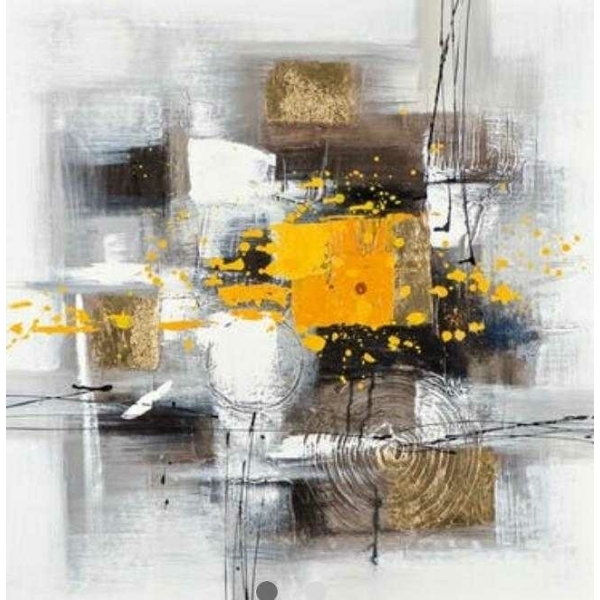 Peinture abstraite contemporaine grise marron avec effets chauds IMG 0061