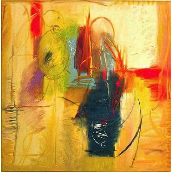 Toile abstraite jaune noire orange Toile abstraite jaune noire orange – Image 3