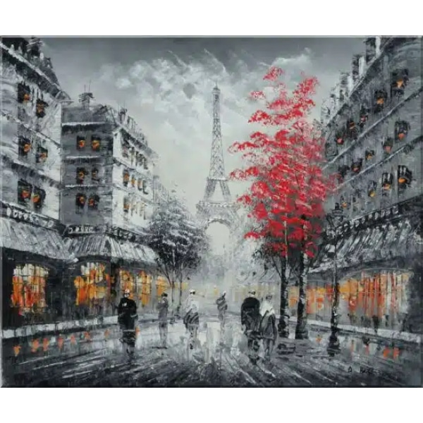 Peinture rue de paris en automne peinture rue de paris en automne